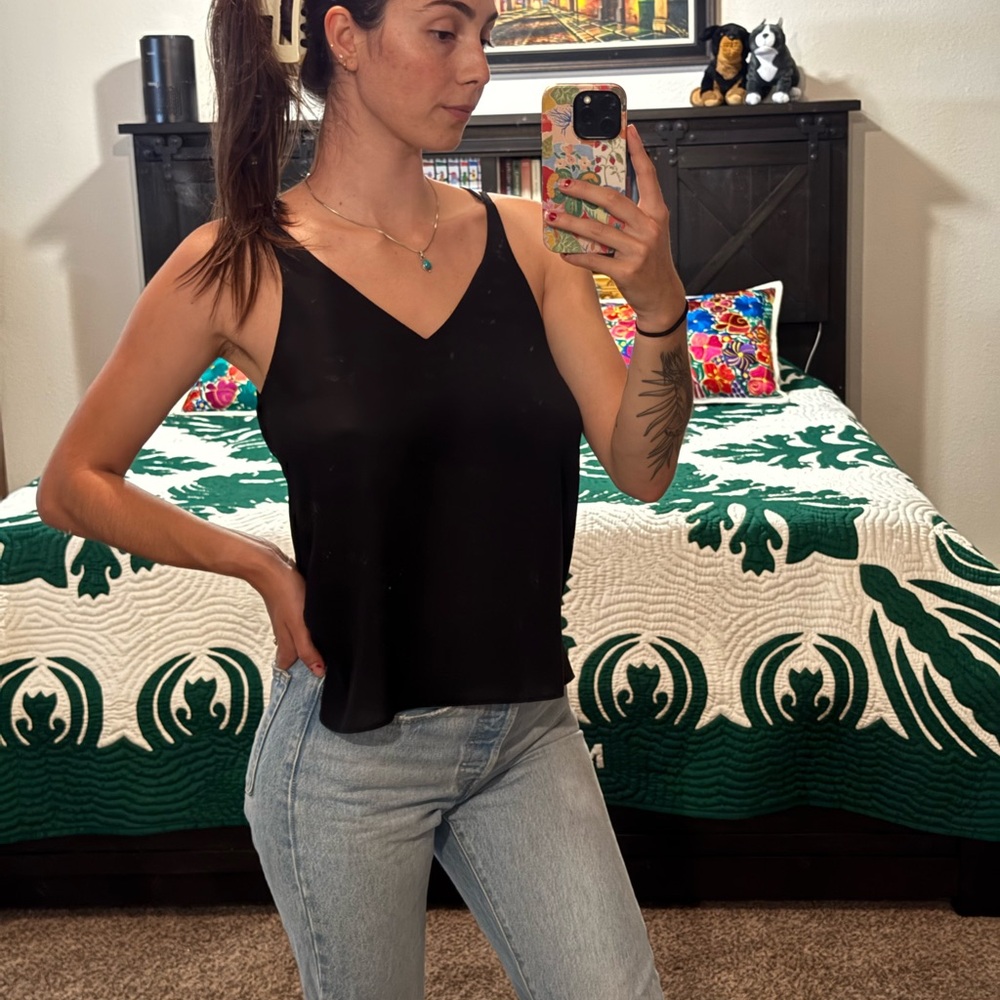 Topshop Black V-Neck Tank Top